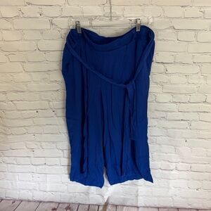 Torrid | Blue Crinkled Gauze Tie Culotte Pant | 2